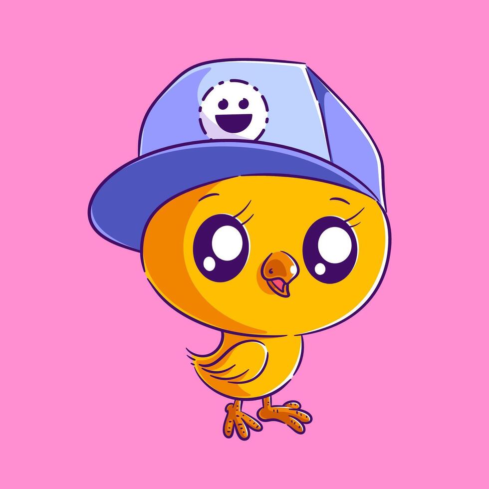 Cute chick design wearing a hat, cartoon vector
