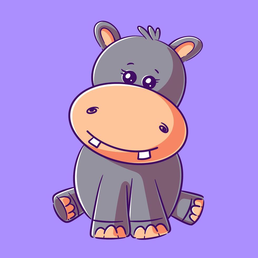 linda hipopótamo diseño sesión, dibujos animados vector