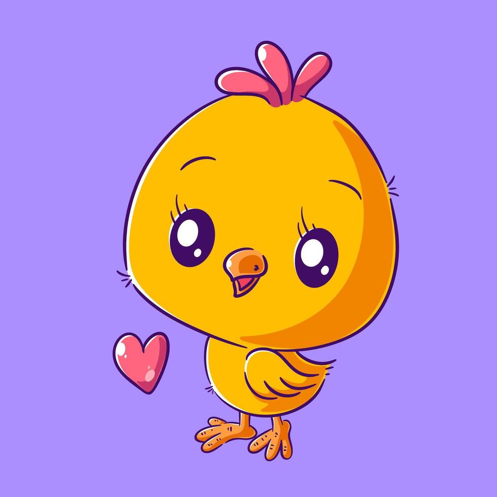 Cute chick standing alone wants to give love vector