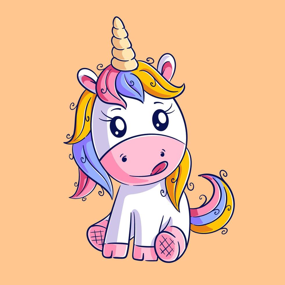 A cute unicorn is sitting without friends vector