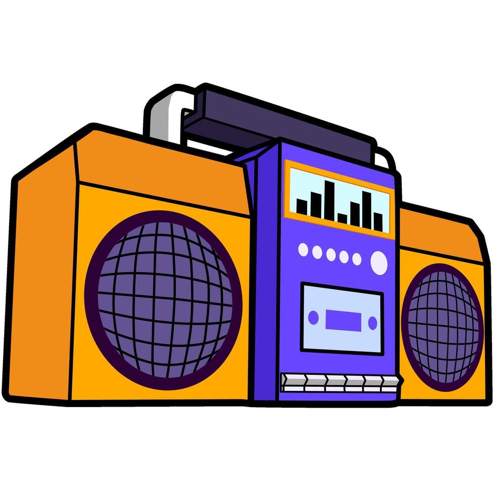 Vintage Radio Cartoon Sticker vector