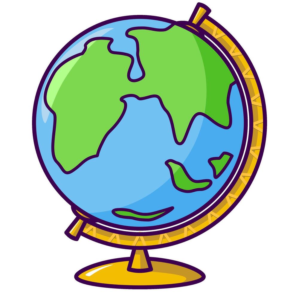 Globe Cartoon Sticker Illustration vector