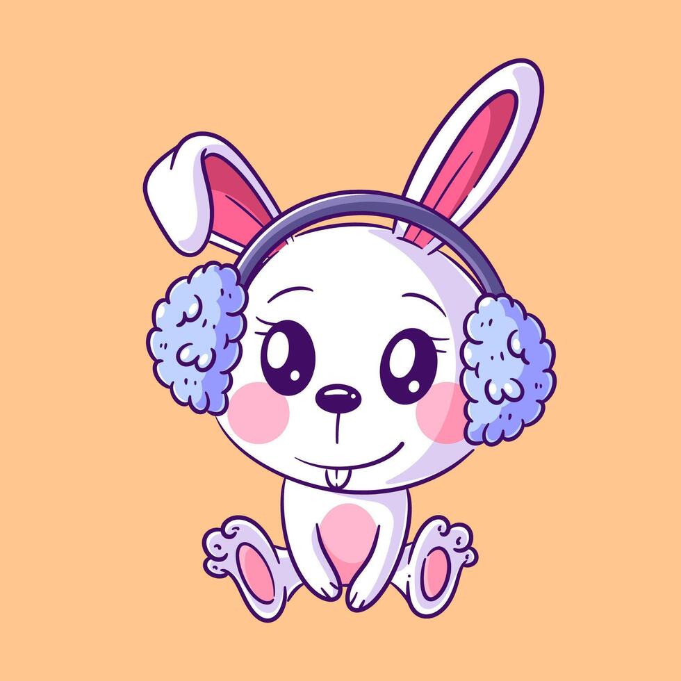 Cute bunny wearing ear warmers vector