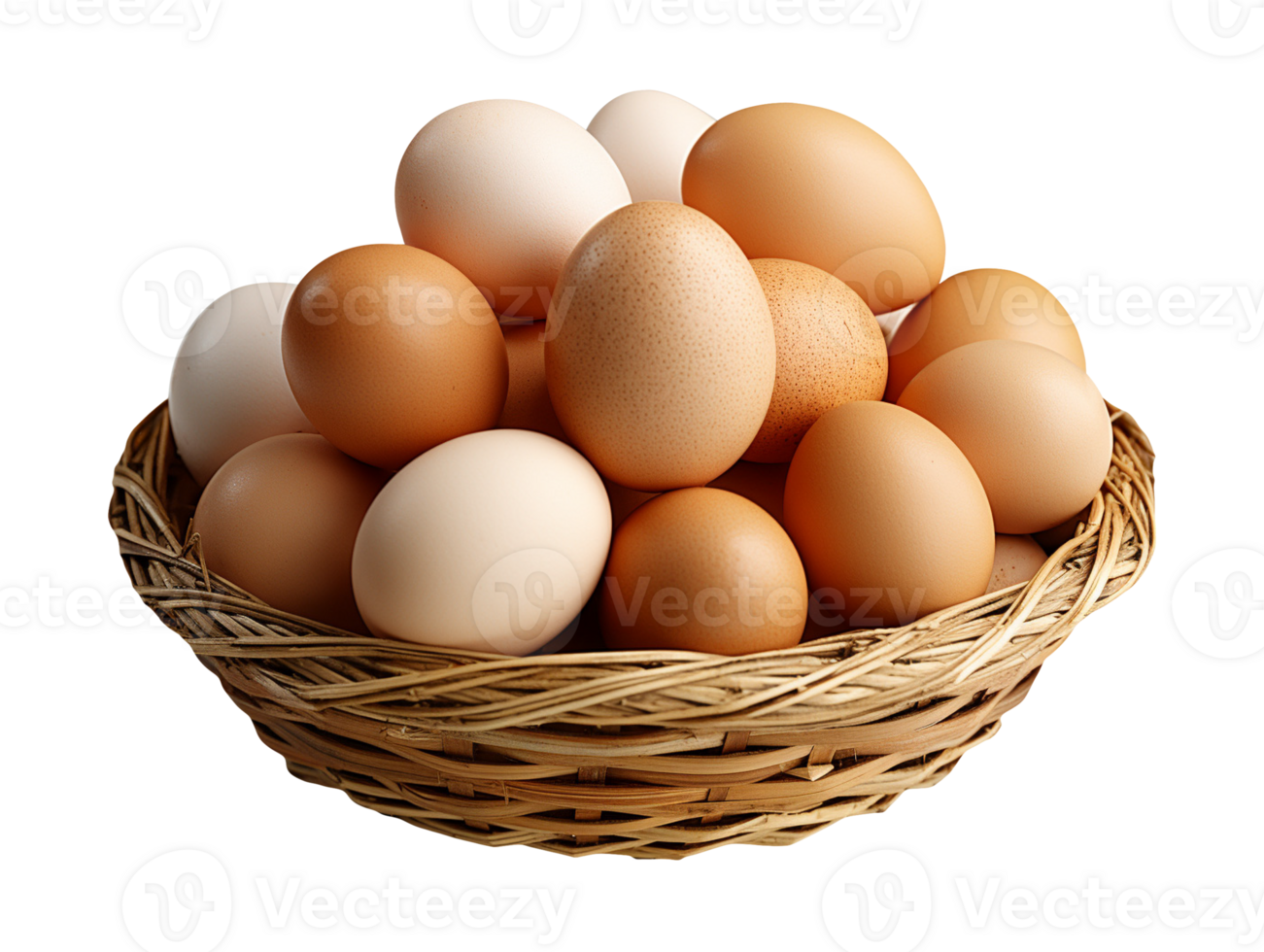 AI generated A basket of eggs png file