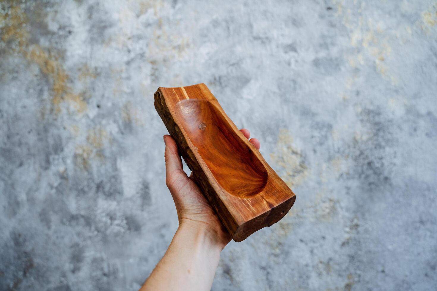 a rectangular brown platter is on the table photo