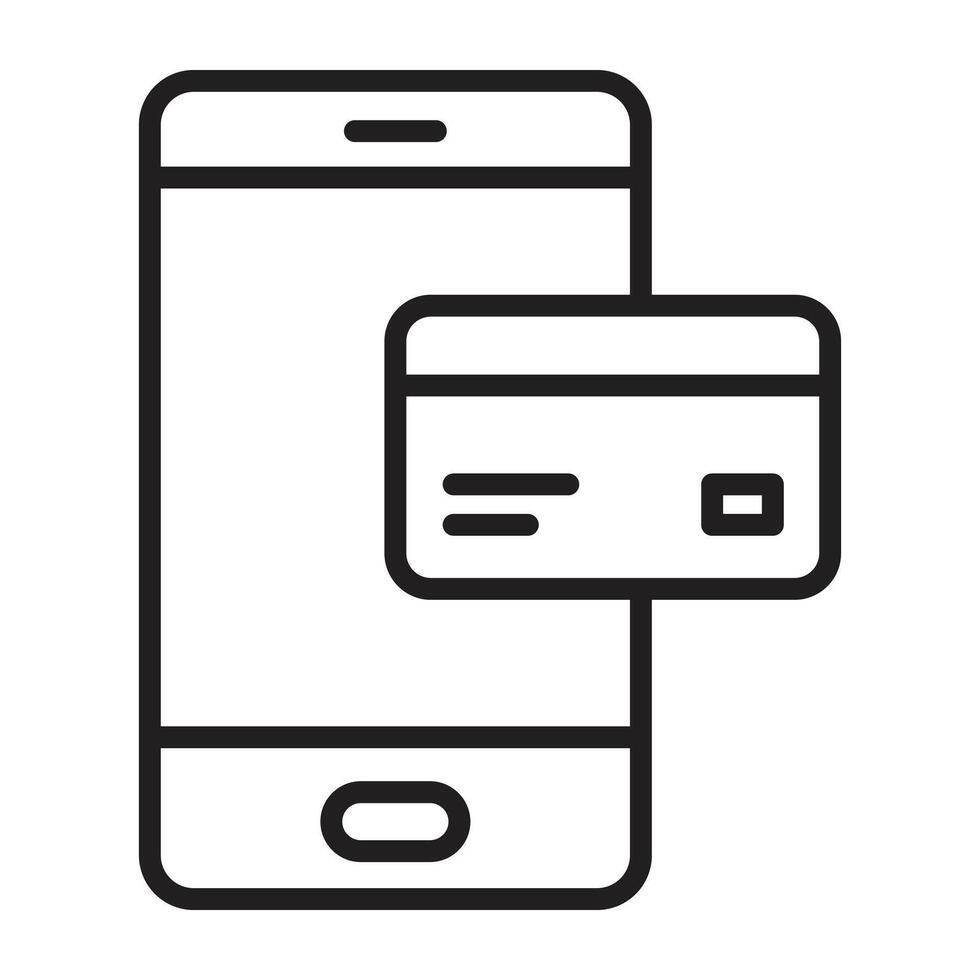 Online Payment on Mobile phone line icon. vector