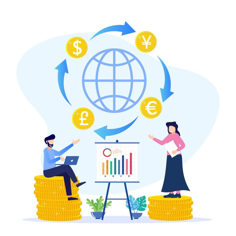 Illustration vector graphic cartoon character of current exchange