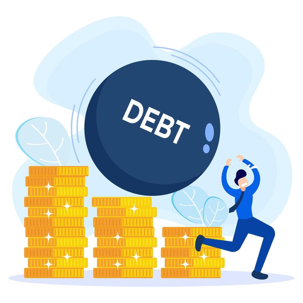 Illustration vector graphic cartoon character of debt