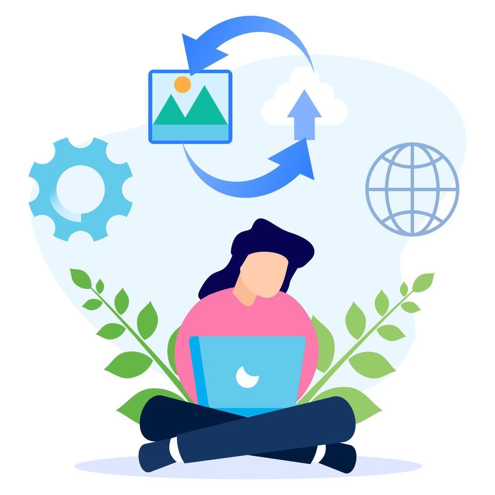 Illustration vector graphic cartoon character of upload image