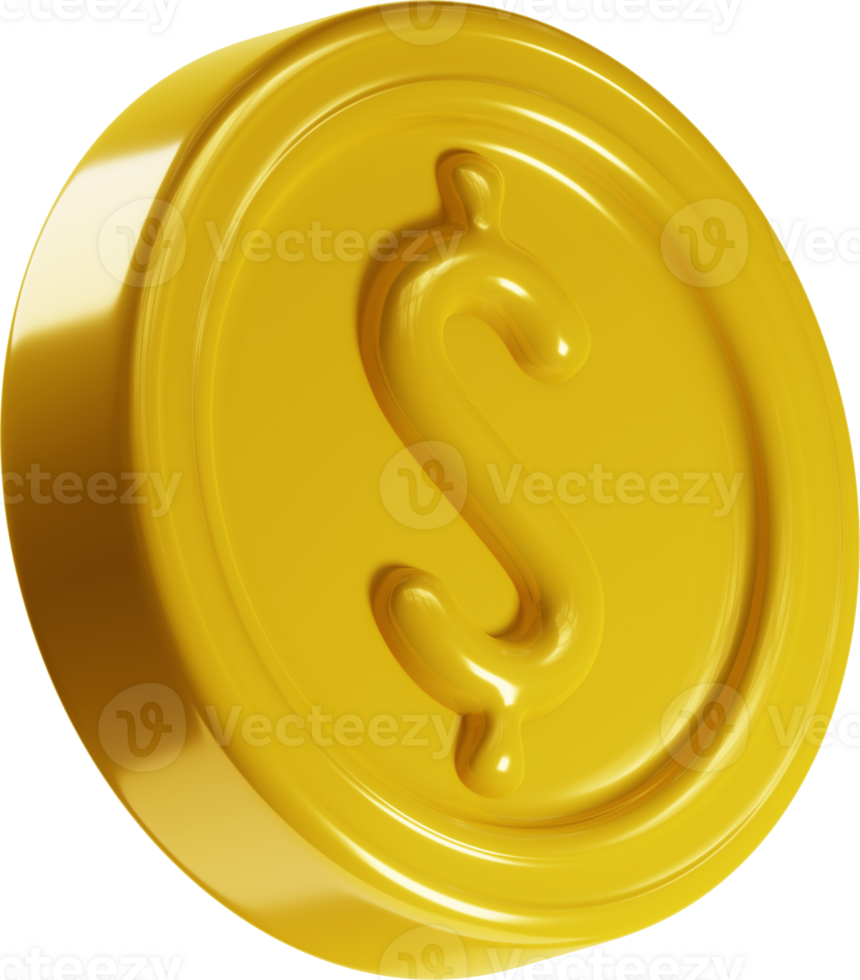 3D Glossy Gold Coin Icon png
