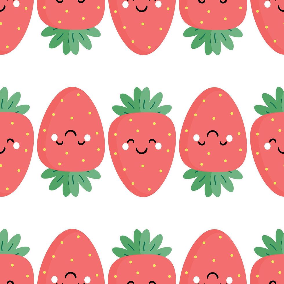 sin costura modelo con linda dibujos animados fresas, para tela imprimir, textil, regalo envase papel. vistoso vector para niños, plano estilo