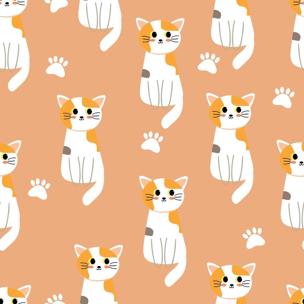 sin costura modelo con linda dibujos animados gatos para tela imprimir, textil, regalo envase papel. para niños vistoso vector, plano estilo vector