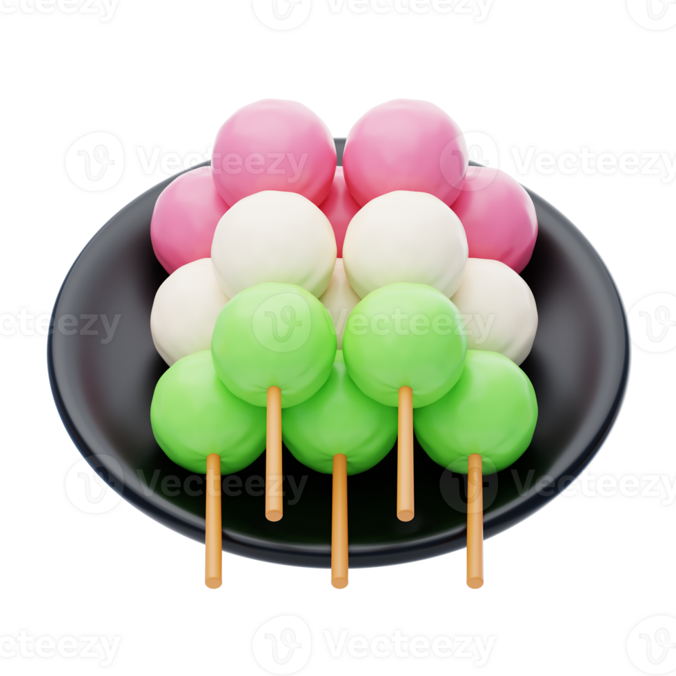 dango 3d icône. Japonais dango dessert 3d illustration png