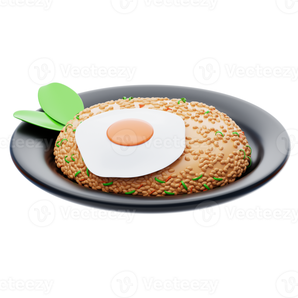 fried rice 3d icon. Fried rice with egg. Easy food png