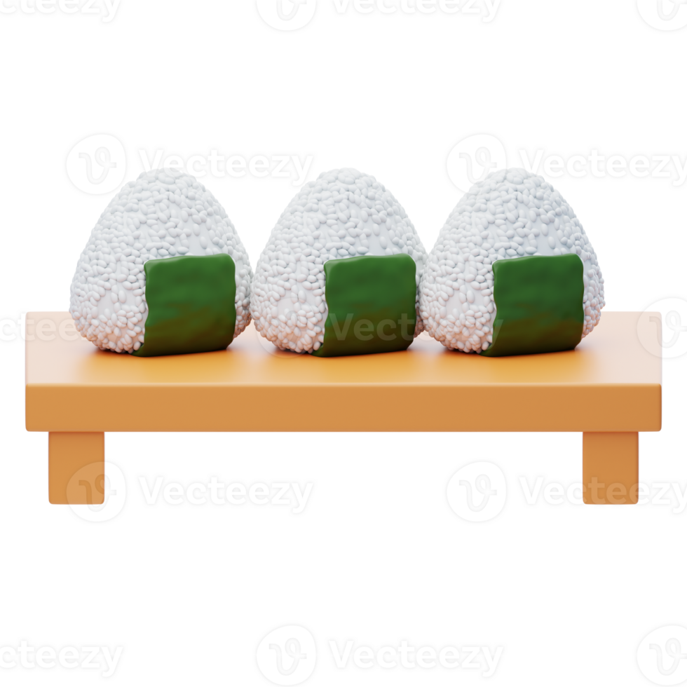 Onigiri 3D Illustration. Onigiri 3D Icon png