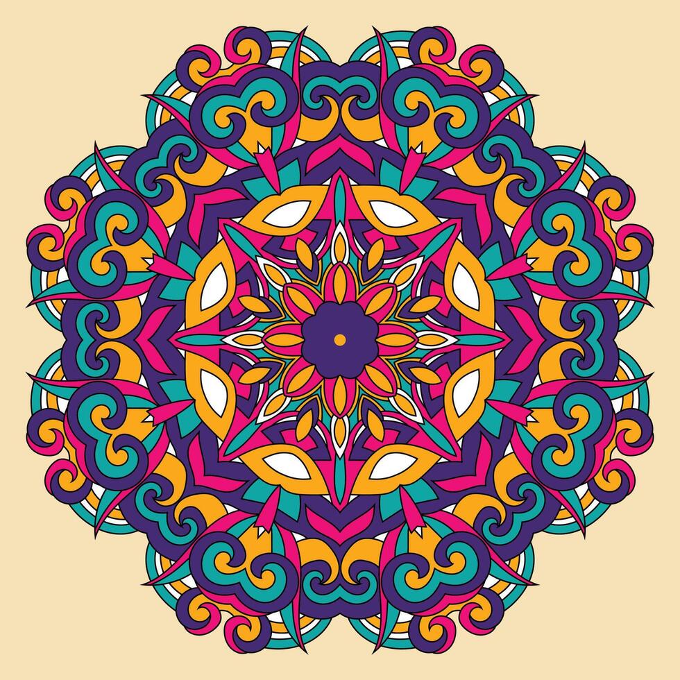 Colorful Flower Mandala Vector Illustration Design