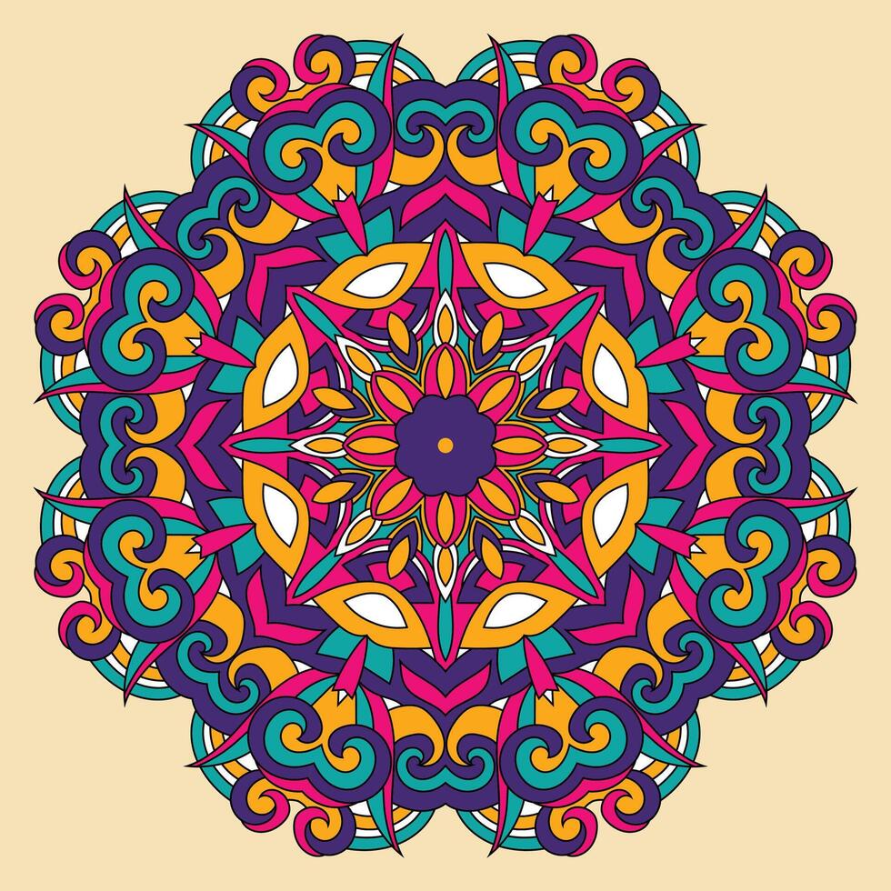 Colorful Flower Mandala Vector Illustration Design