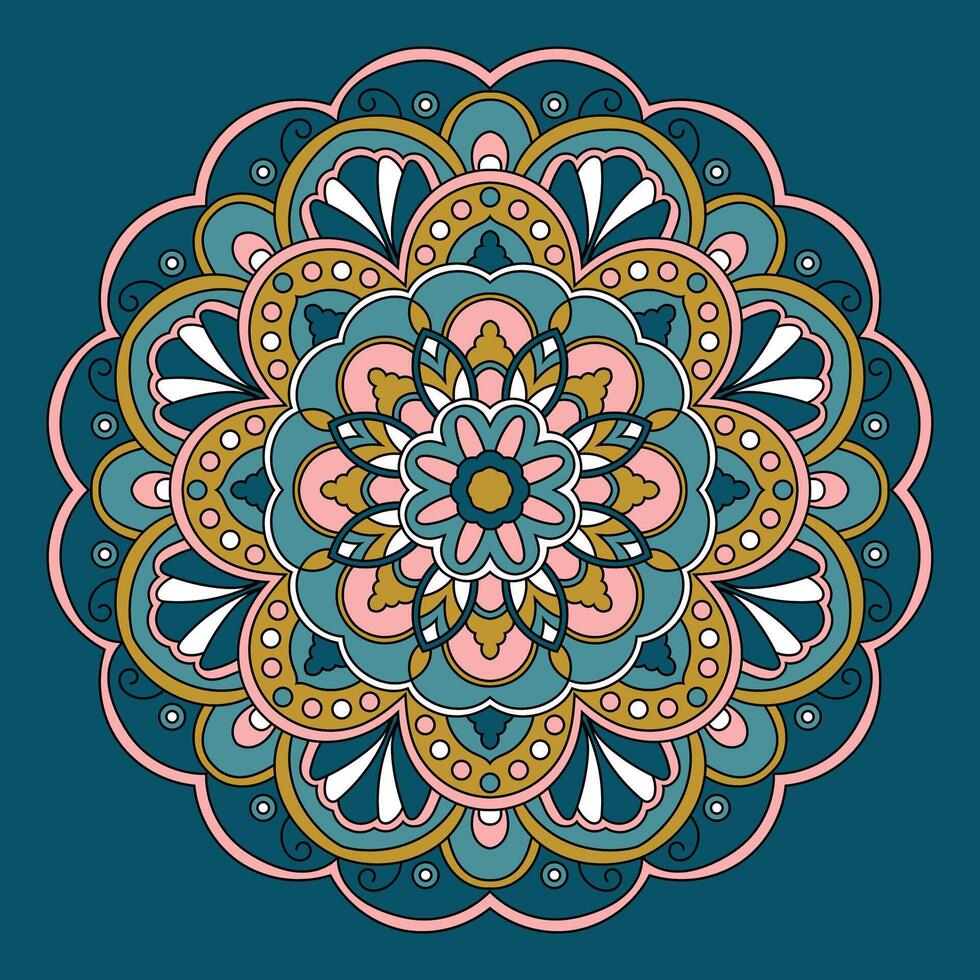 Hand Drawn Flower Mandala Colorful vector illustration