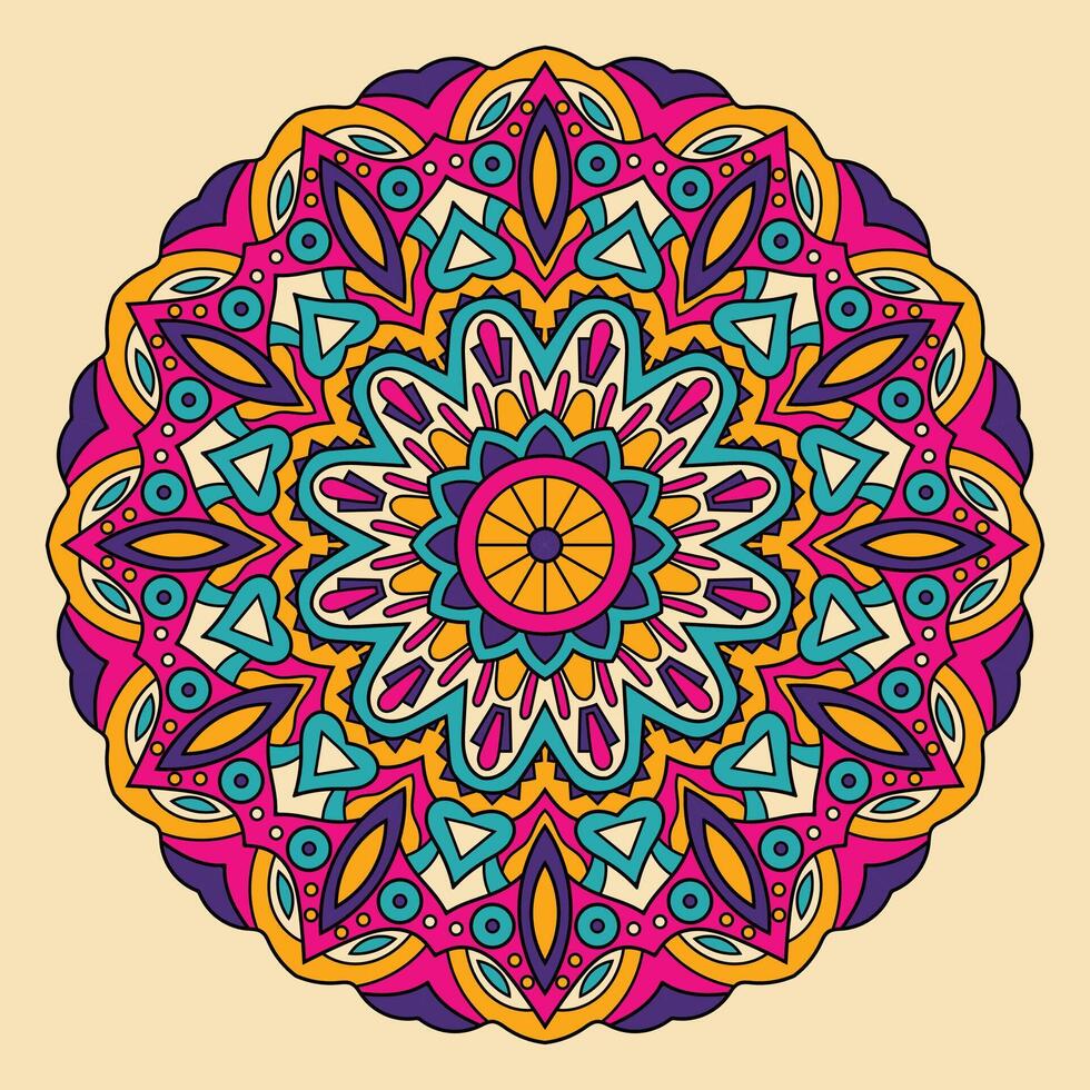 Flower circle ornamental geometric doily pattern, Mandala vector illustration