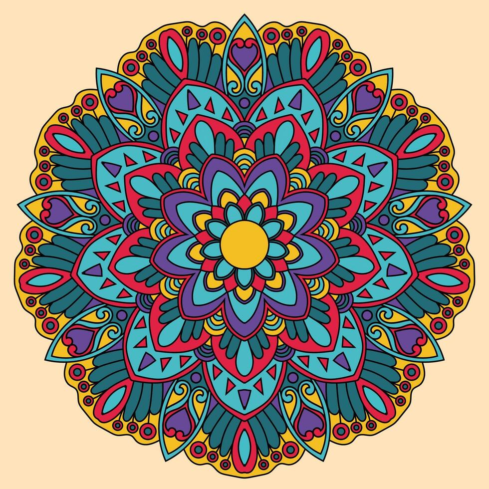 circulo cordón mándala, redondo ornamental geométrico mantelito patrón, vector ilustración