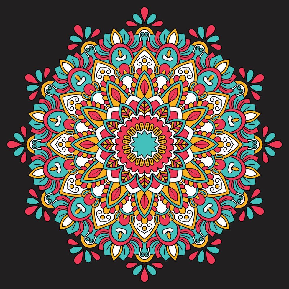 vistoso floral mandala antecedentes. vector mano dibujado garabatear Arte. decorativo flor. colorante libro página. Pro vector