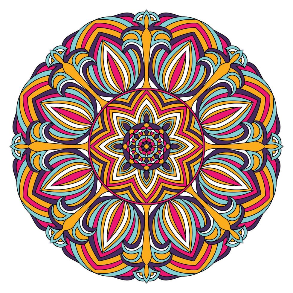 Flower mandala design, vector illustration on black background