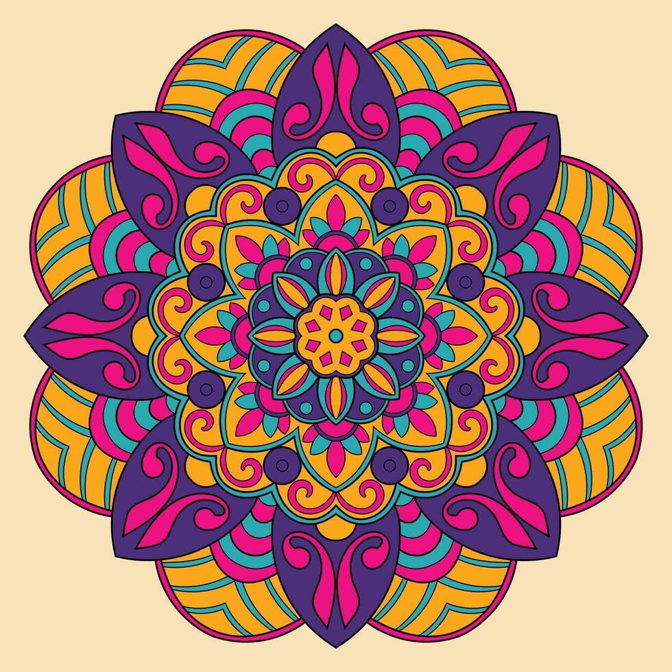 flor redondo ornamental geométrico mantelito patrón, mandala vector ilustración