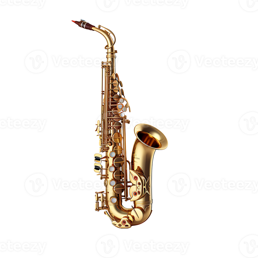 AI generated Clear Background Brass Saxophone png