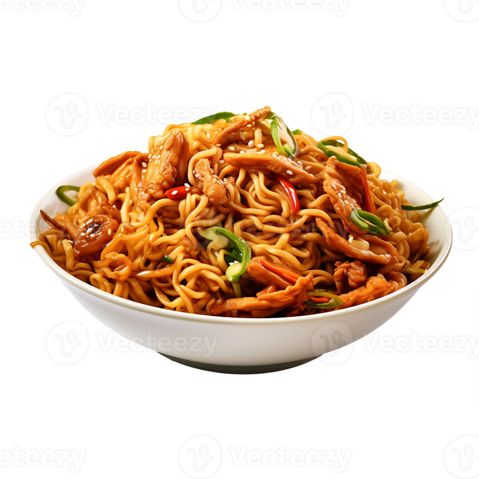 AI generated Yaki Soba Clarity Cutout for Precise and Well Defined Asian Culinary Elements png