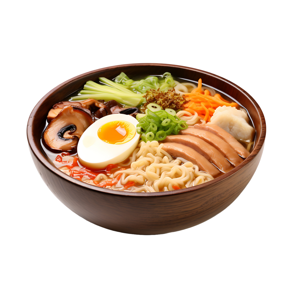 AI generated Clean Ramen Bowl Cutout, Ensuring a Polished Appearance in Culinary Graphics png