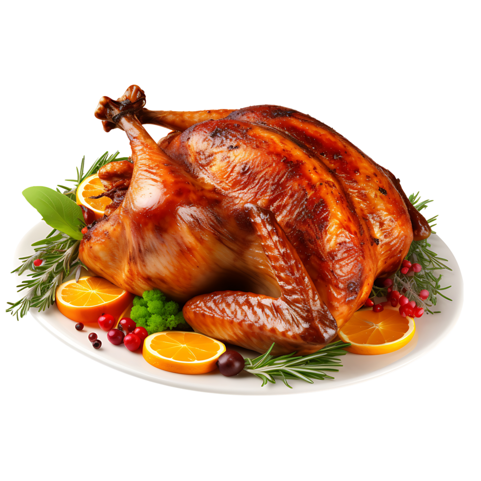AI generated Roasted Turkey Clarity Cutout for Precise and Well Defined Culinary Visual Elements png
