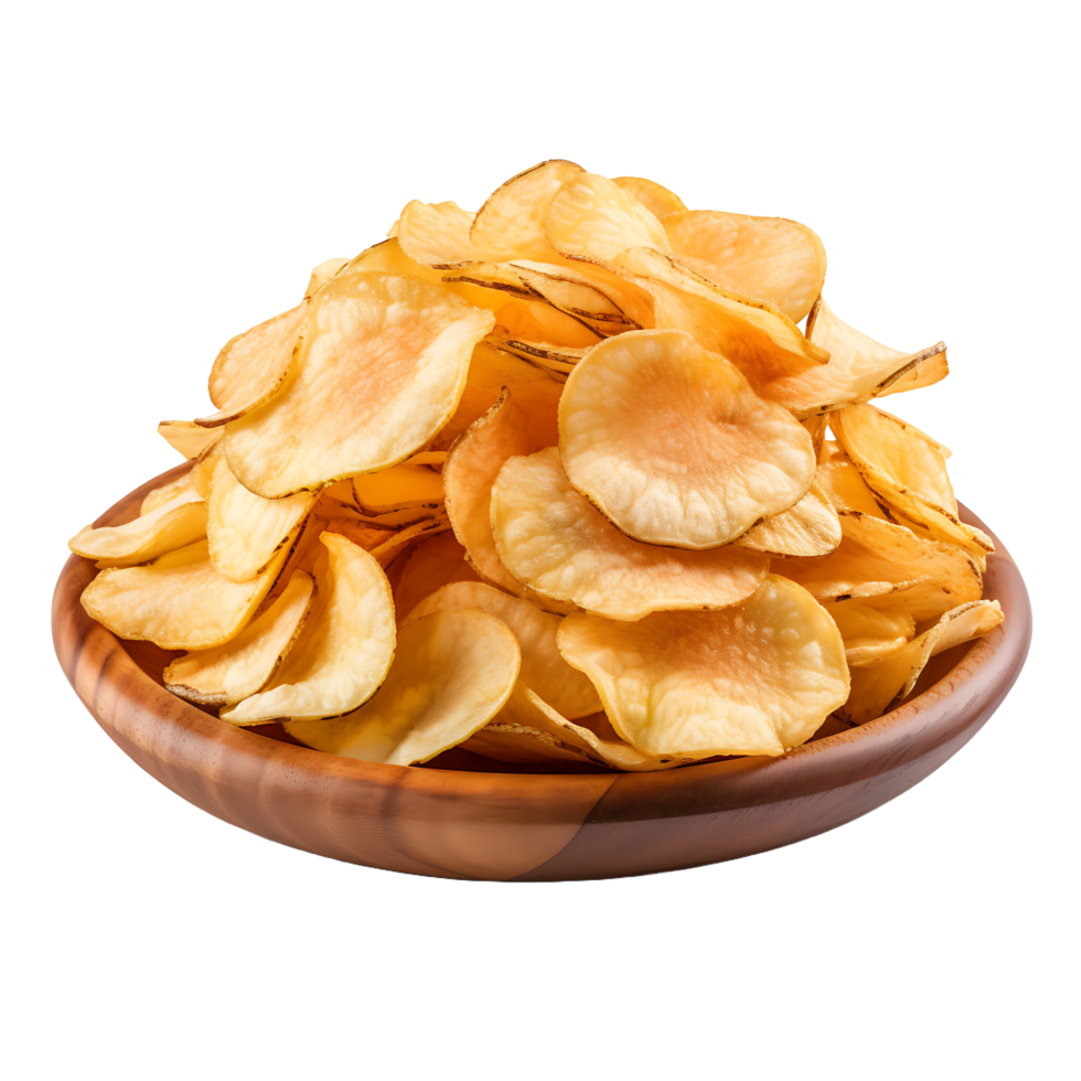 AI generated Transparent Chips Detail, Highlighting the Texture and Details of the Popular Snack png
