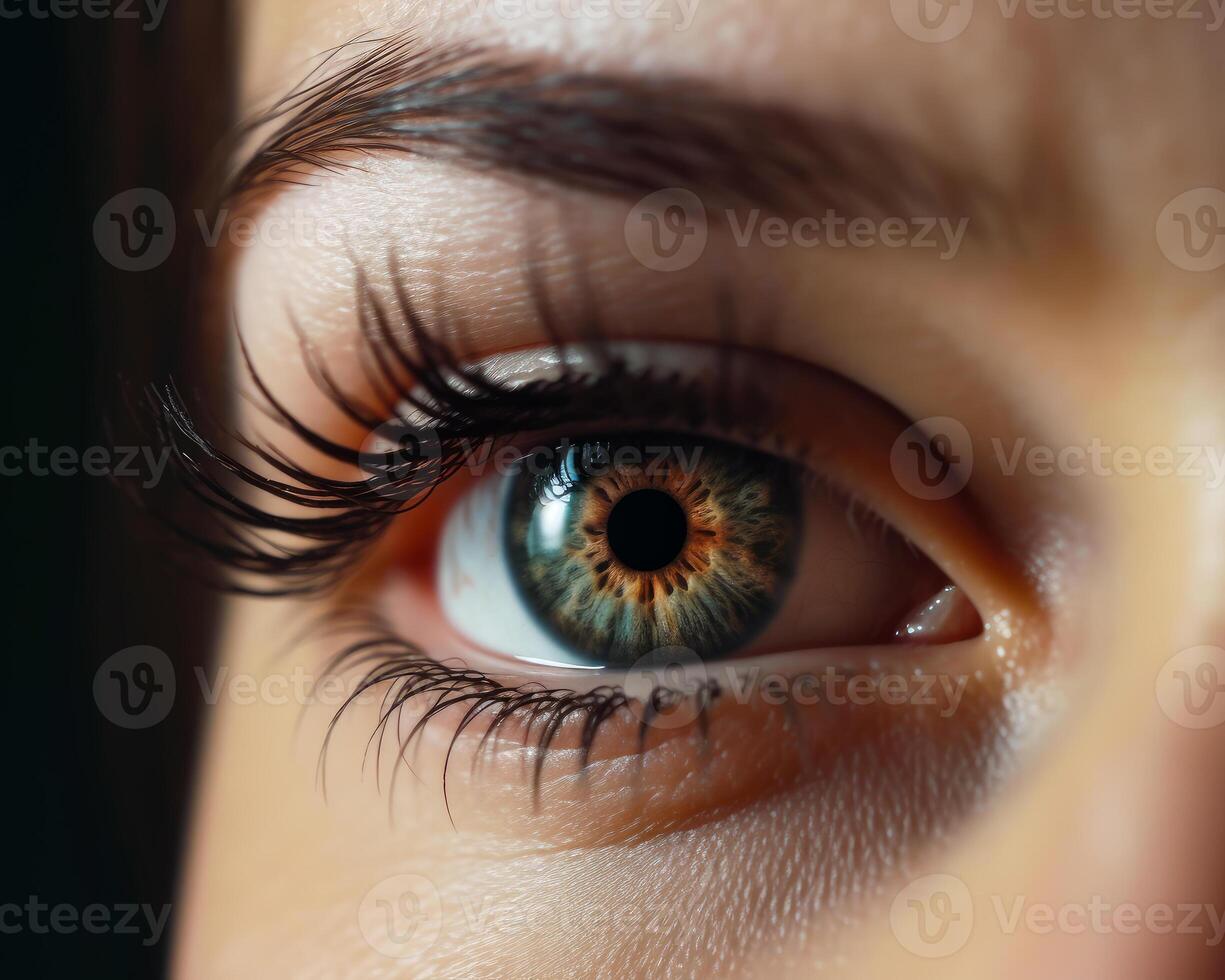 AI Generated Close up of beautiful woman eye. photo