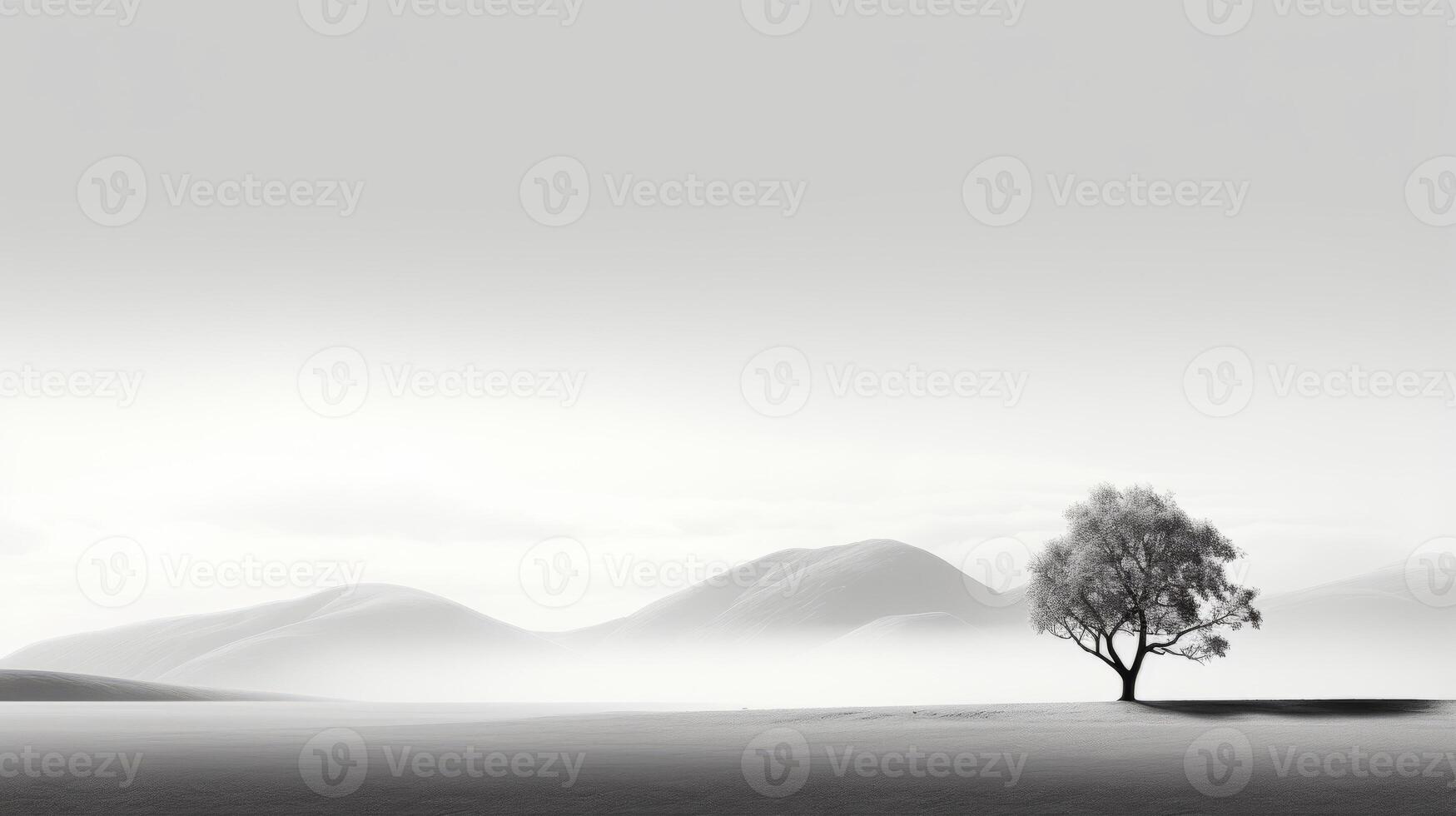 AI generated A minimalist monochrome landscape with serene simplicity photo
