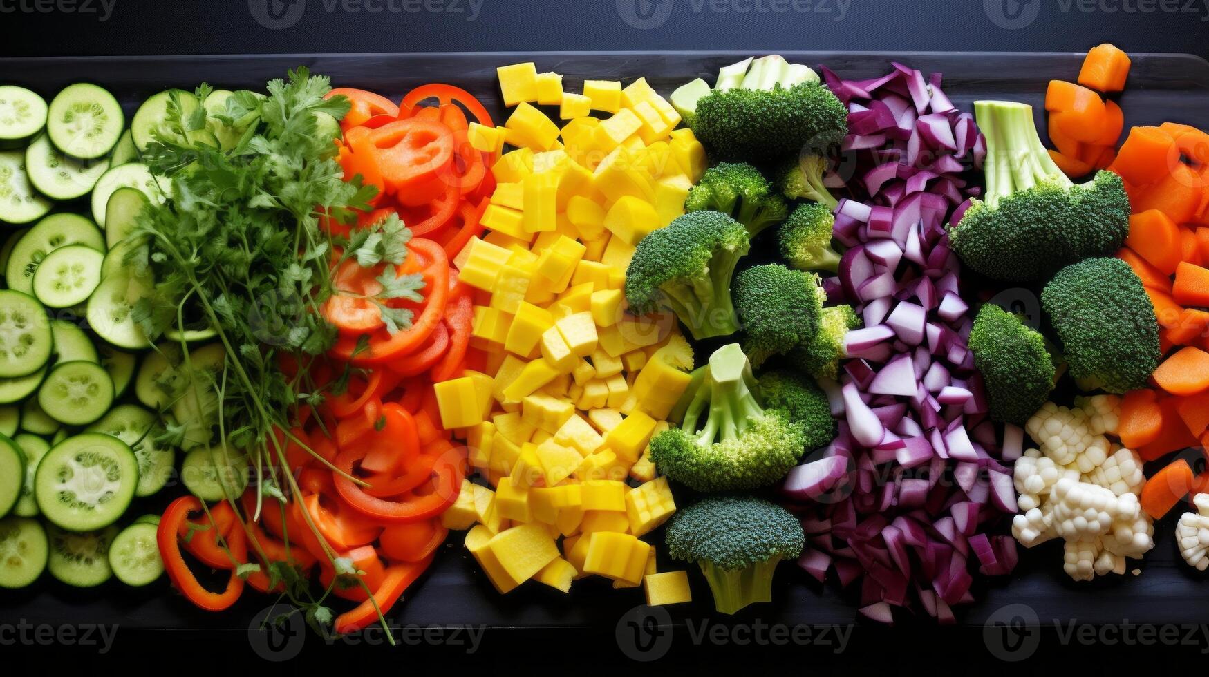 AI generated Colorful veggie mix art of nutritious dining photo