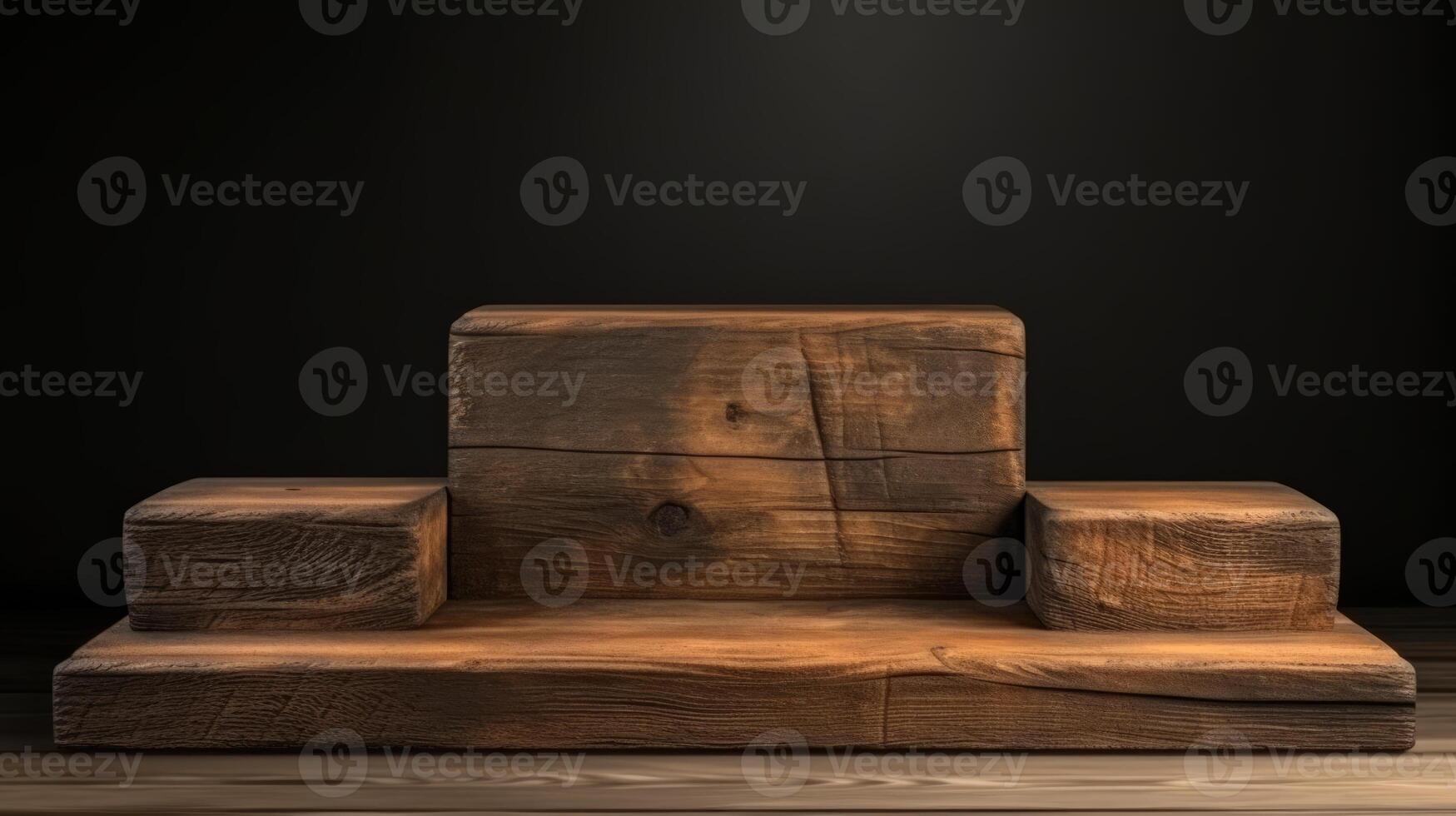 AI generated Rustic wooden 3d podium with texture photo