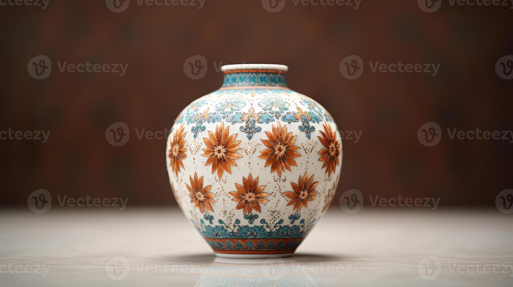 AI generated A ceramic vase adorned with intricate patterns photo