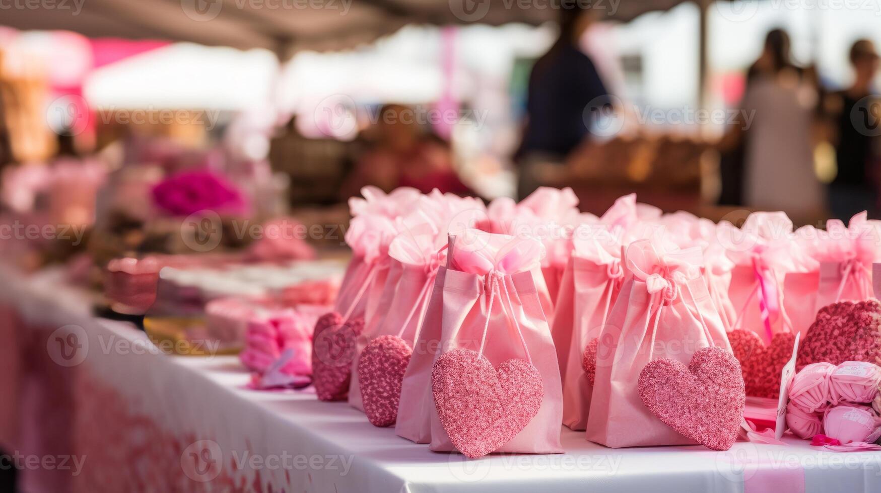 AI generated Pink ribbon merchandise at a fundraising event photo
