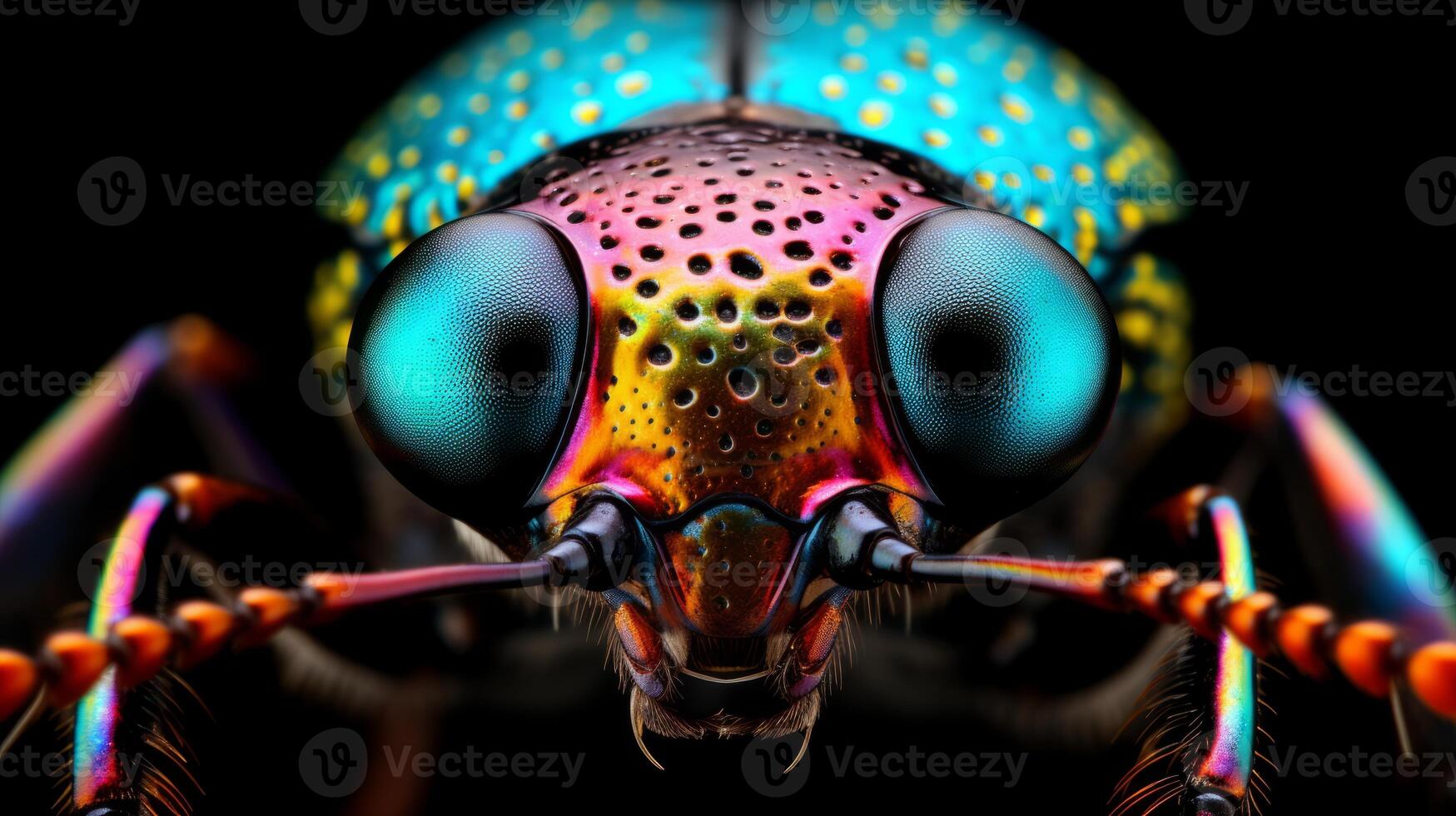 AI generated Extreme hyperzoom capturing the detail of a beetle photo