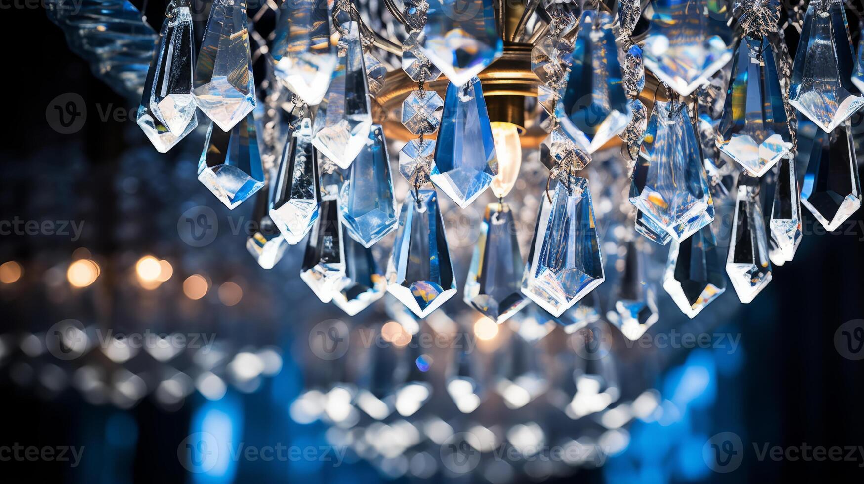 AI generated A closeup of a sparkling crystal chandelier photo