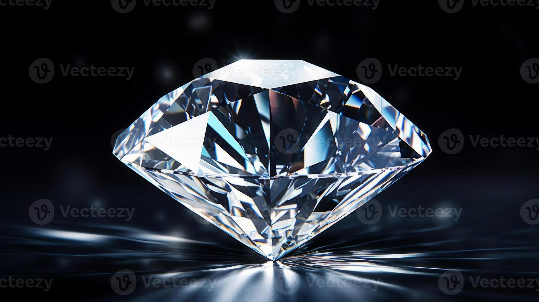 AI generated An isolated diamond on a transparent surface photo