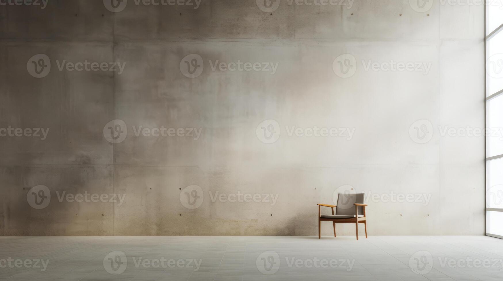 AI generated A minimalist view of a serene brutalist interior photo