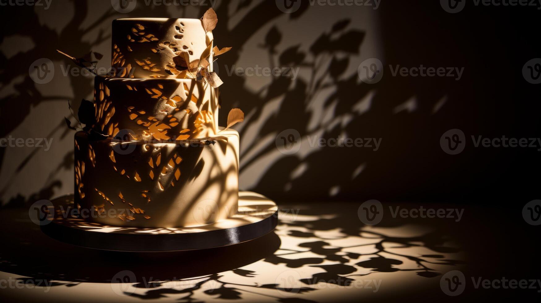 AI generated Abstract patterns of light and shadow on a wedding cake photo