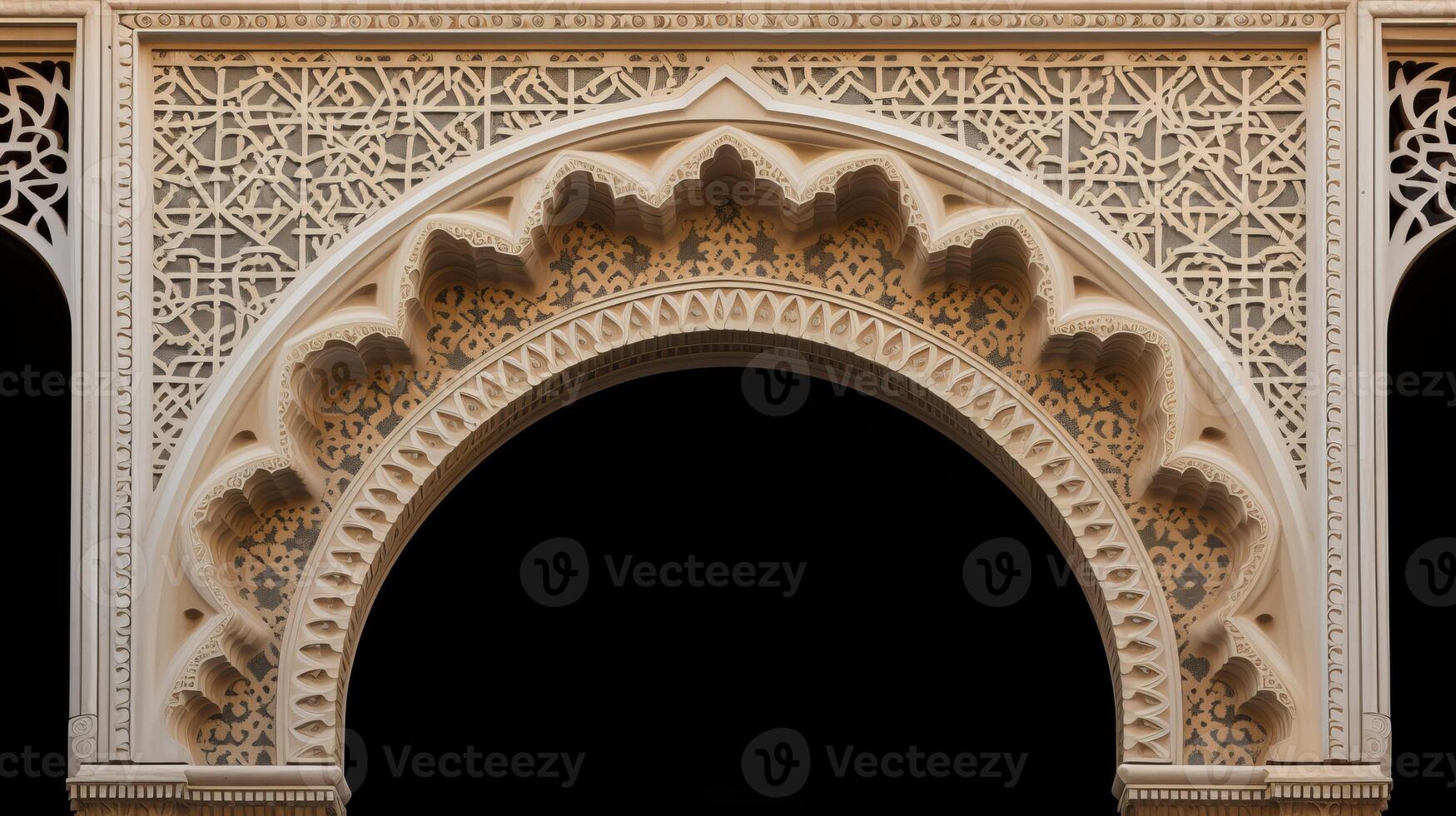AI generated A crescent moon and star motif in islamic architecture photo