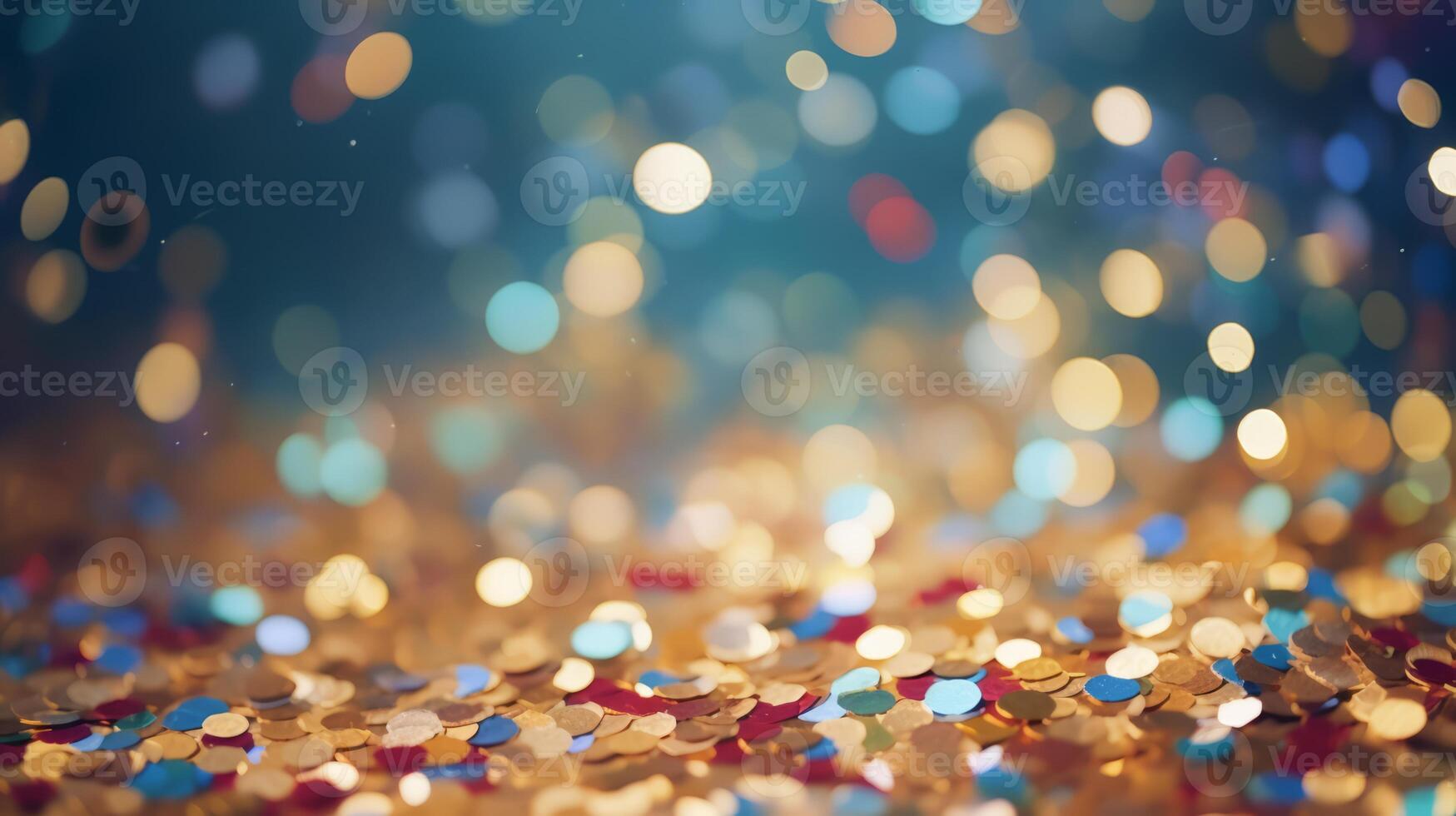 AI generated Closeup of confetti on a glittering background photo