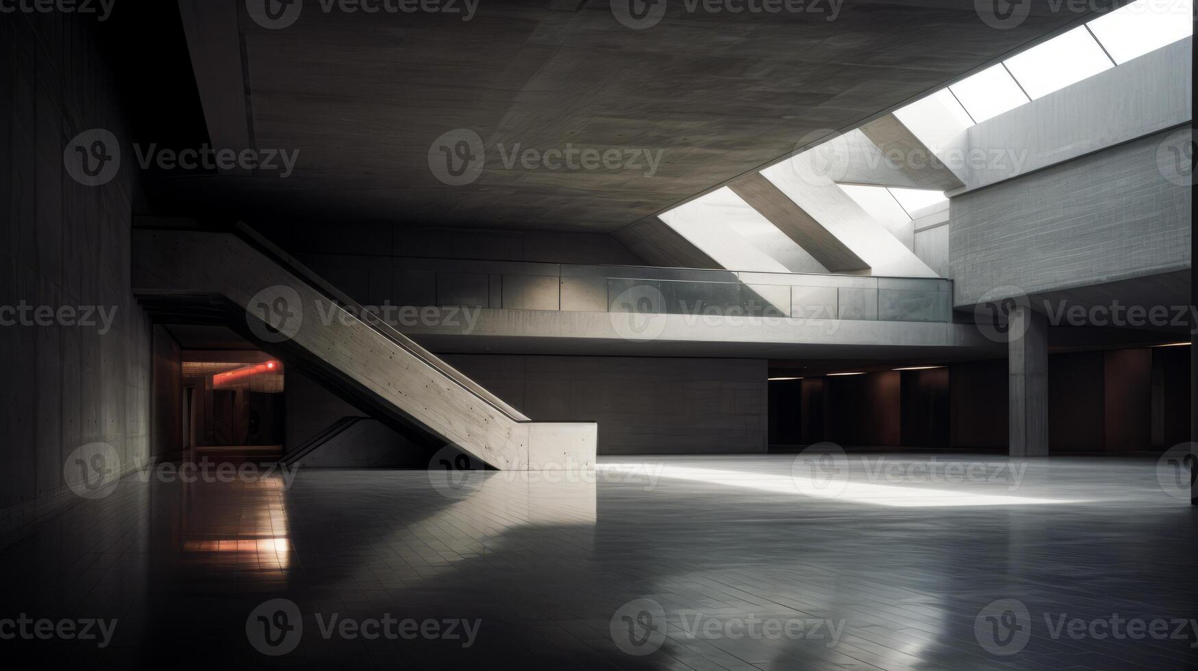 AI generated A dynamic composition of brutalist architecture and light photo