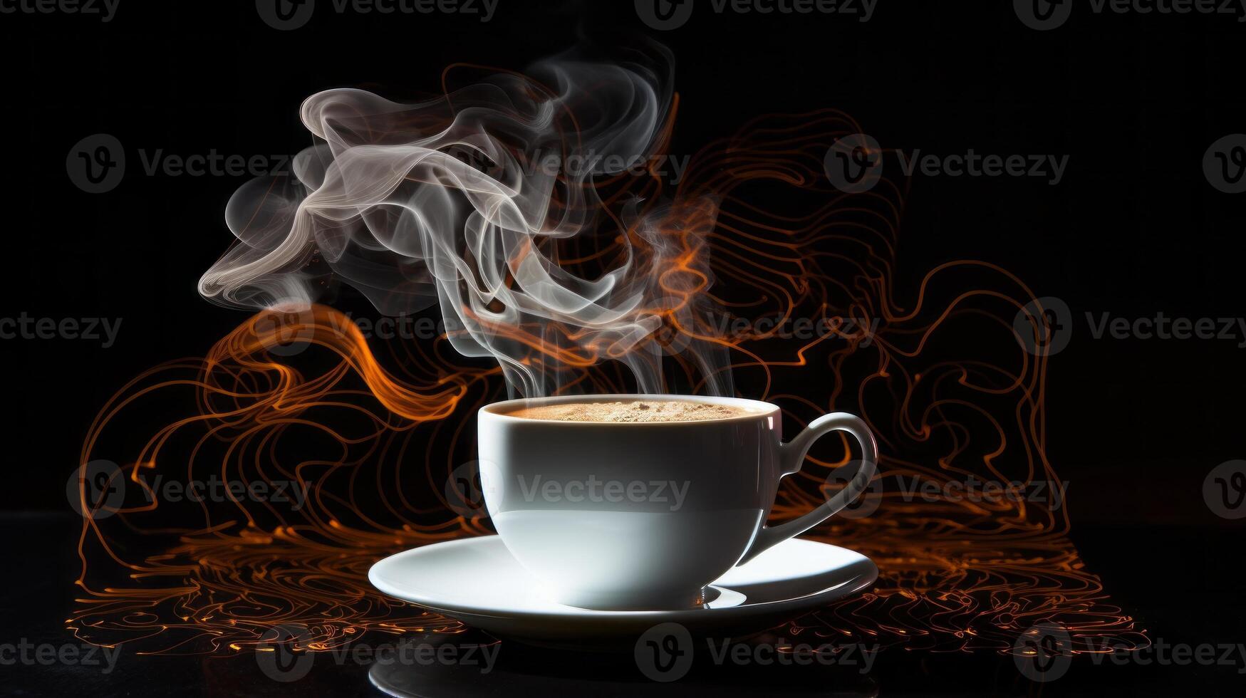 AI generated Coffee cup with steam forming delicate swirls, a visual dance photo
