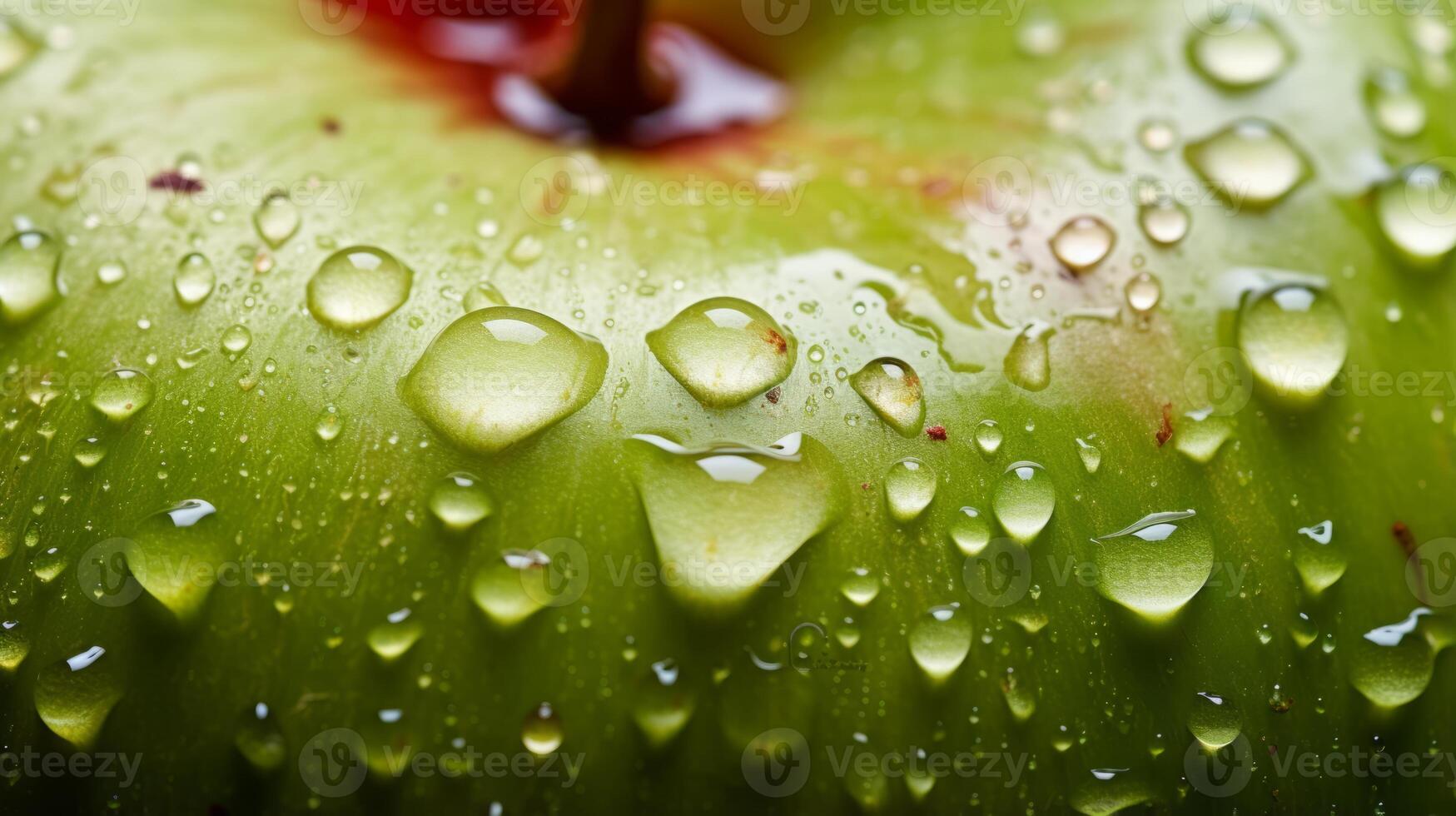 AI generated Apple slice with dewdrops photo