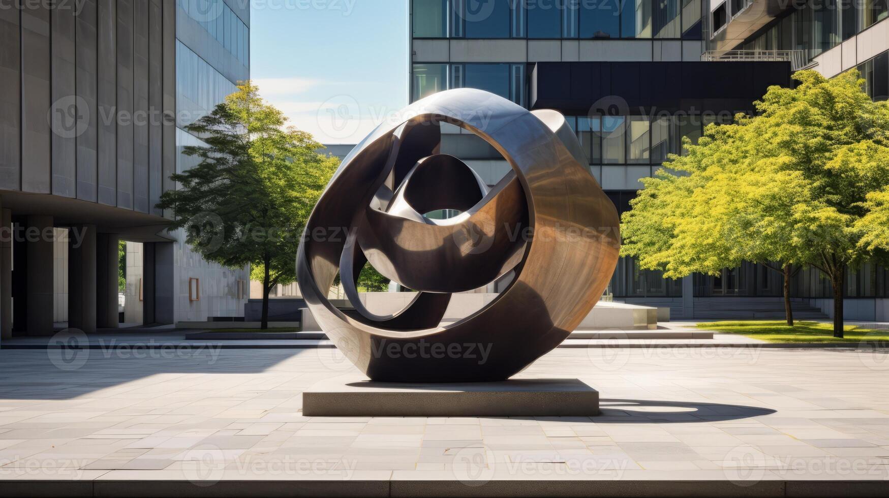 AI generated A modern sculpture complementing brutalist surroundings photo