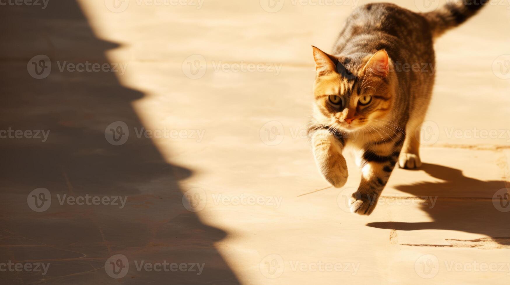 AI generated A funny cat chasing its shadow with utmost determination photo